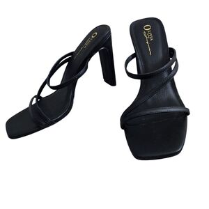 Olivia Ferguson Women's Black Strap Block High Heel Shoes Size 8